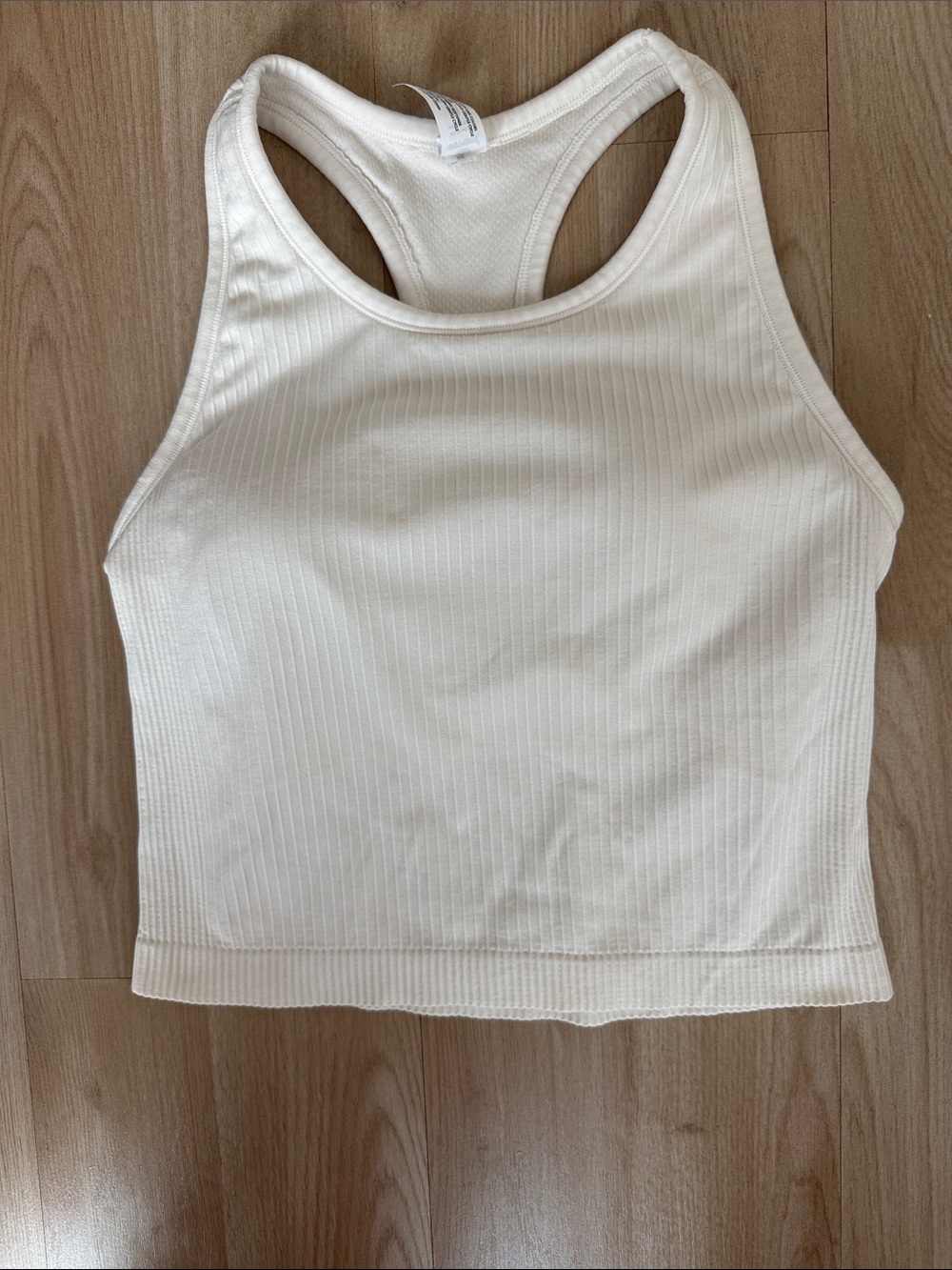 Ribbed Racerback Cropped Tank Top - Cream